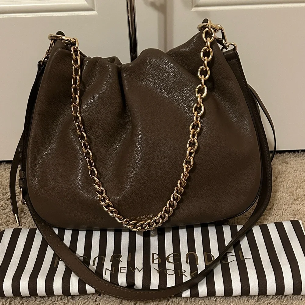 henri bendel Brown Pebbled Leather Chain-Handle Shoulder Bag - Picture 14 of 14